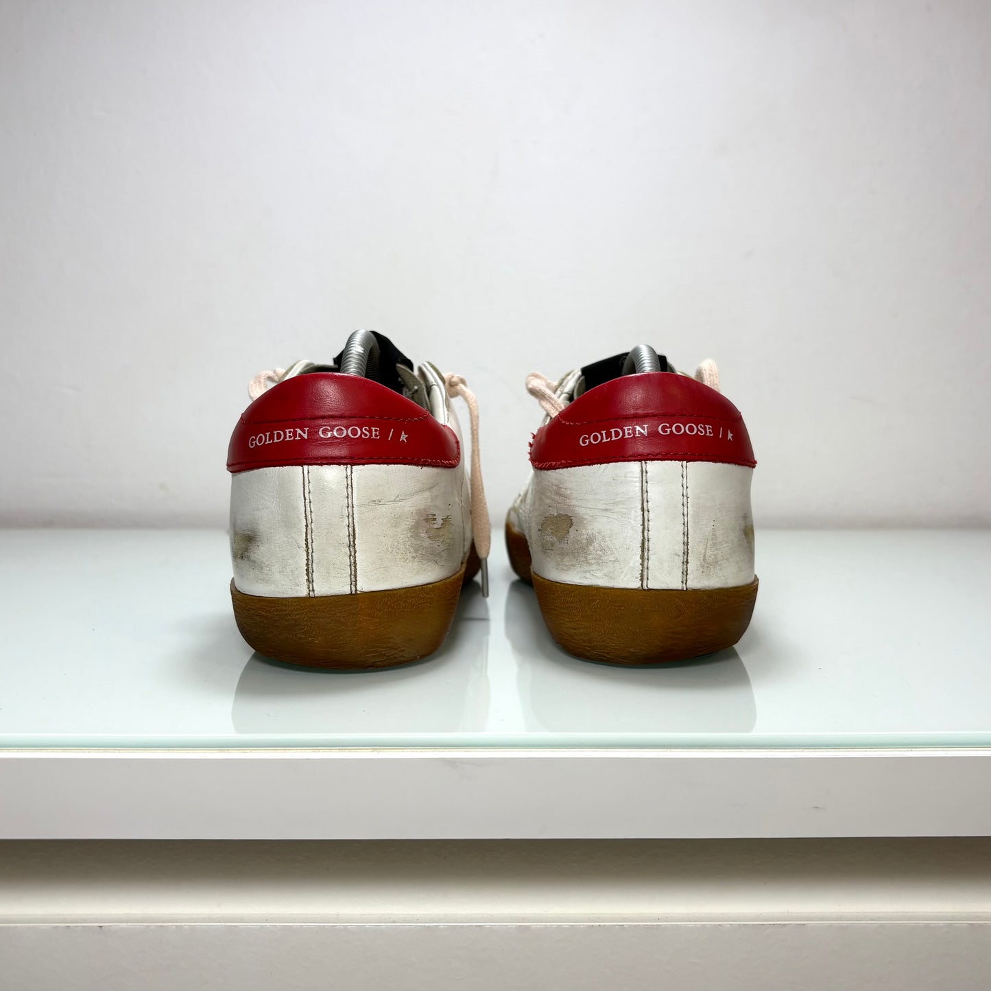 Golden goose Superstar bianco tallone rosso e stella blu 42