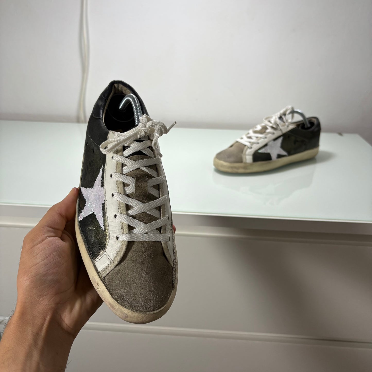 Golden Superstar Marrone/Oro e Bianco con stella bianca brillantinata 38
