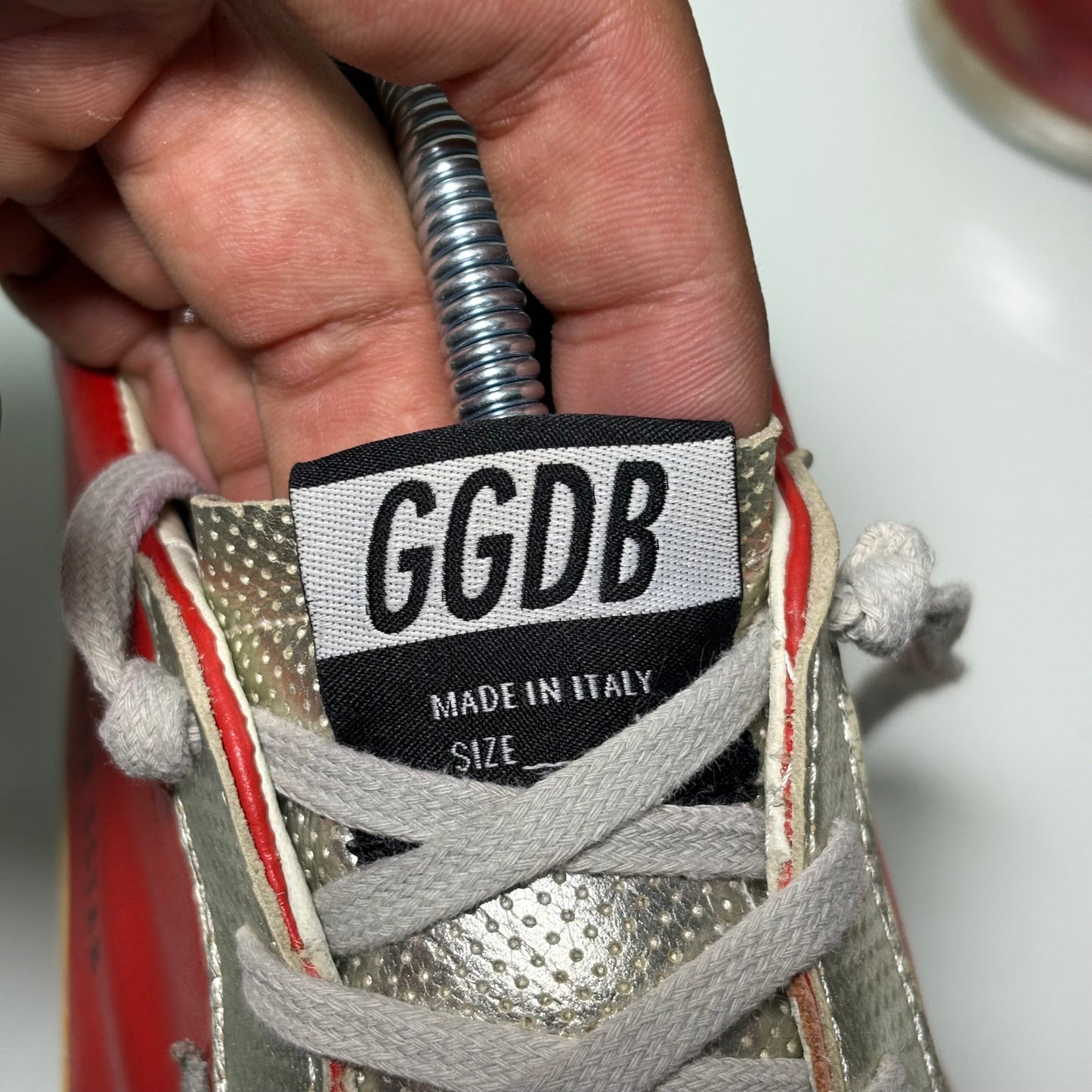Golden goose Superstar rosso e argento 38