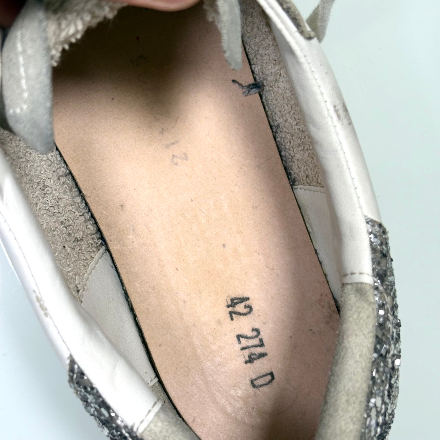 Golden goose Superstar bianche e glitter Argento sul tallone 42