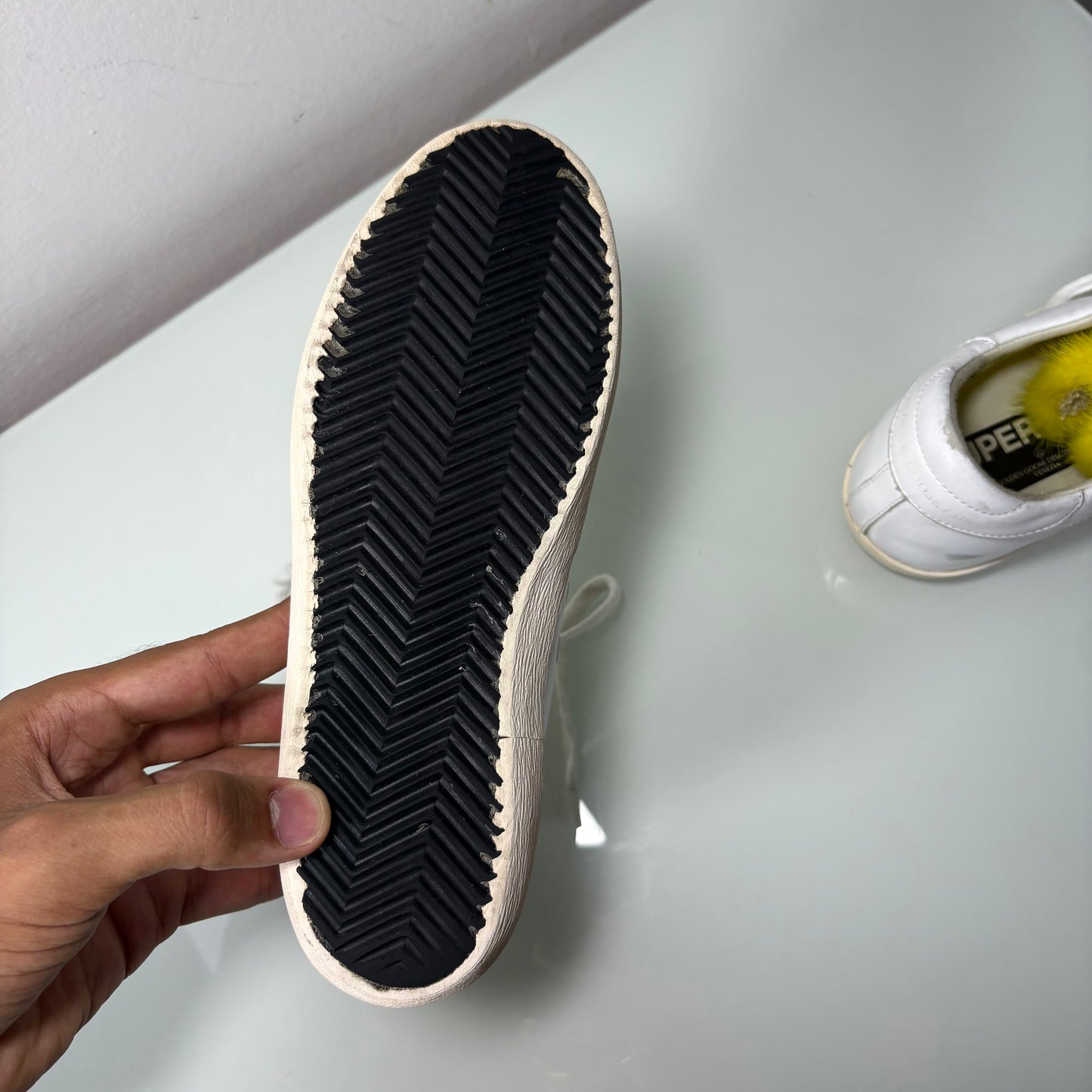 Golden goose Superstar bianche con pelo Giallo 38