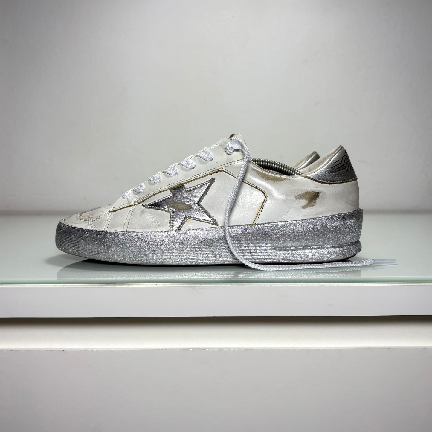 Golden goose Stardan bianco e argento 37