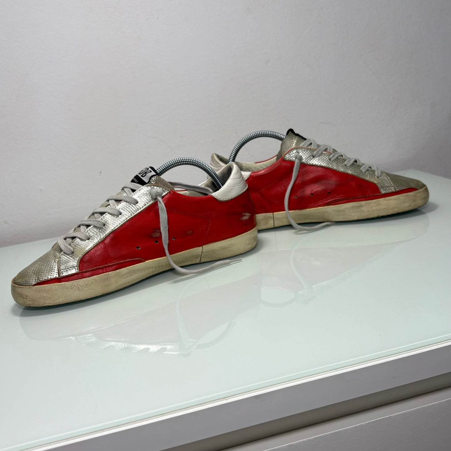 Golden goose Superstar rosso e argento 38