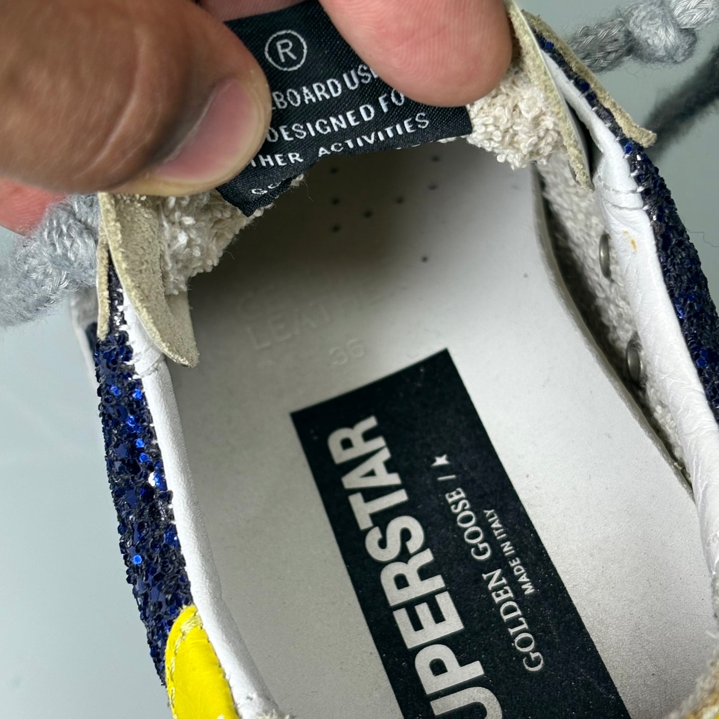 Golden goose Superstar Glitter Blu e tallone Giallo 36