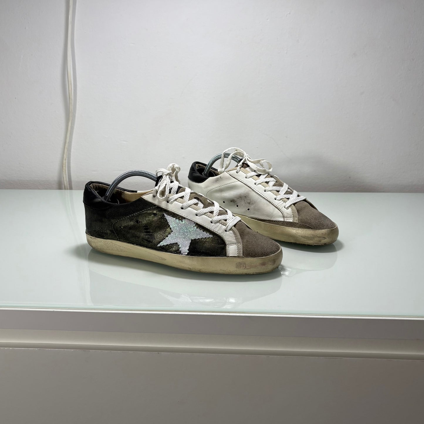 Golden Superstar Marrone/Oro e Bianco con stella bianca brillantinata 38