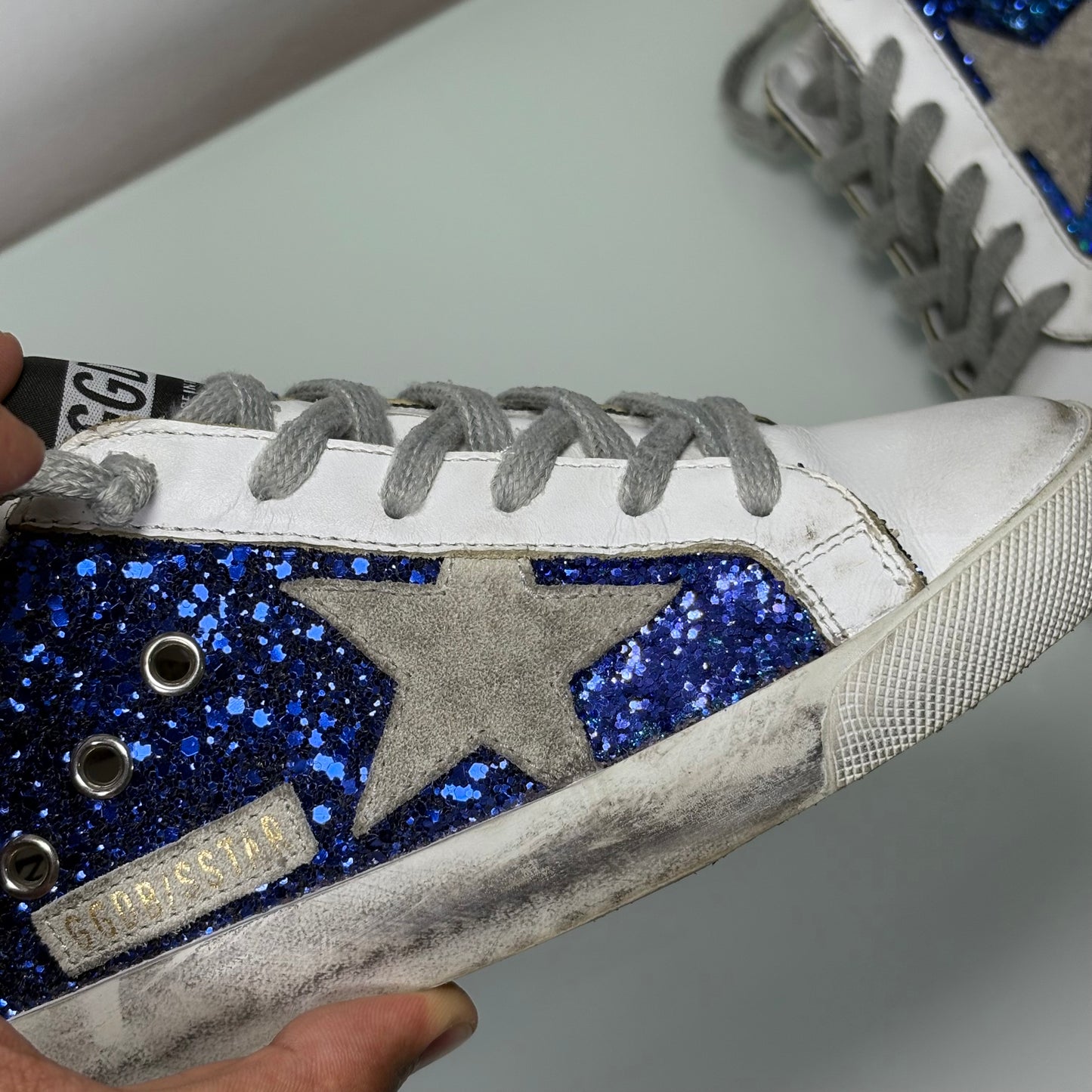 Golden goose Superstar Glitter Blu e tallone Giallo 36