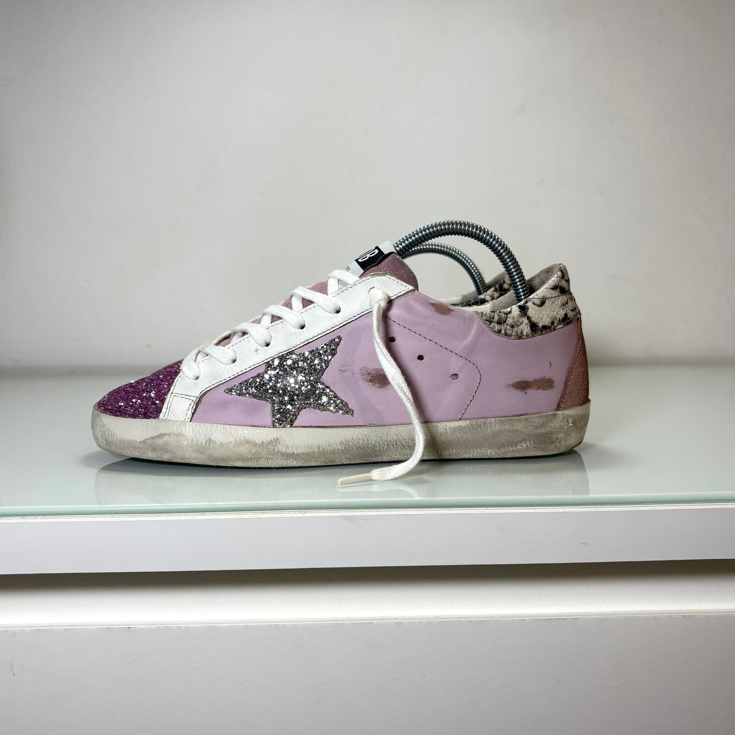Golden goose superstar lilla tallone in simil serpente 38