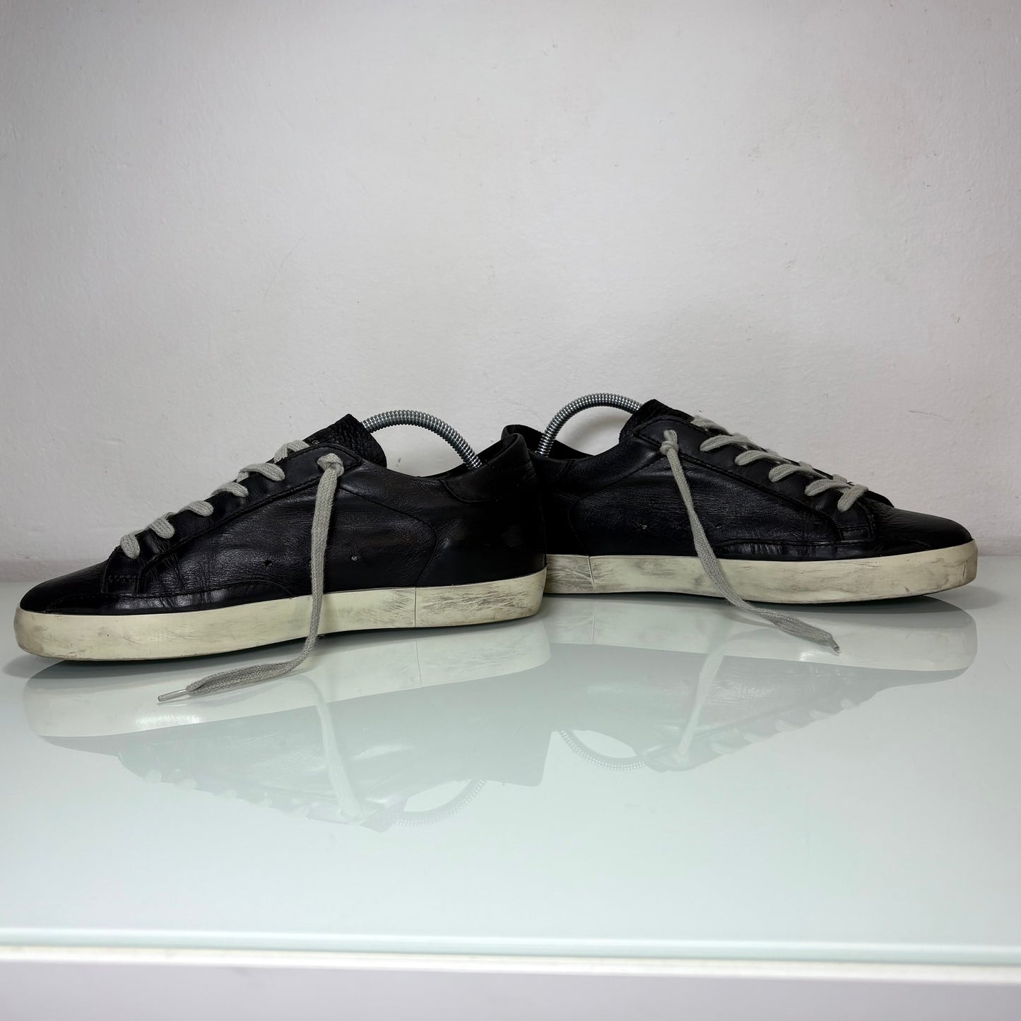 Golden goose superstar in pelle nero 39