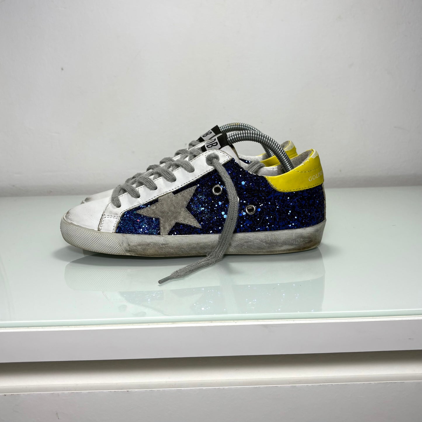 Golden goose Superstar Glitter Blu e tallone Giallo 36