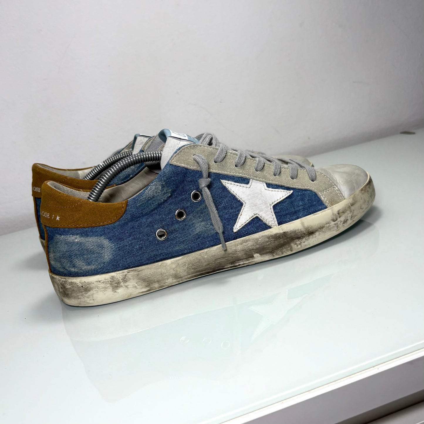 Golden goose Superstar in denim azzurro e pelle 45