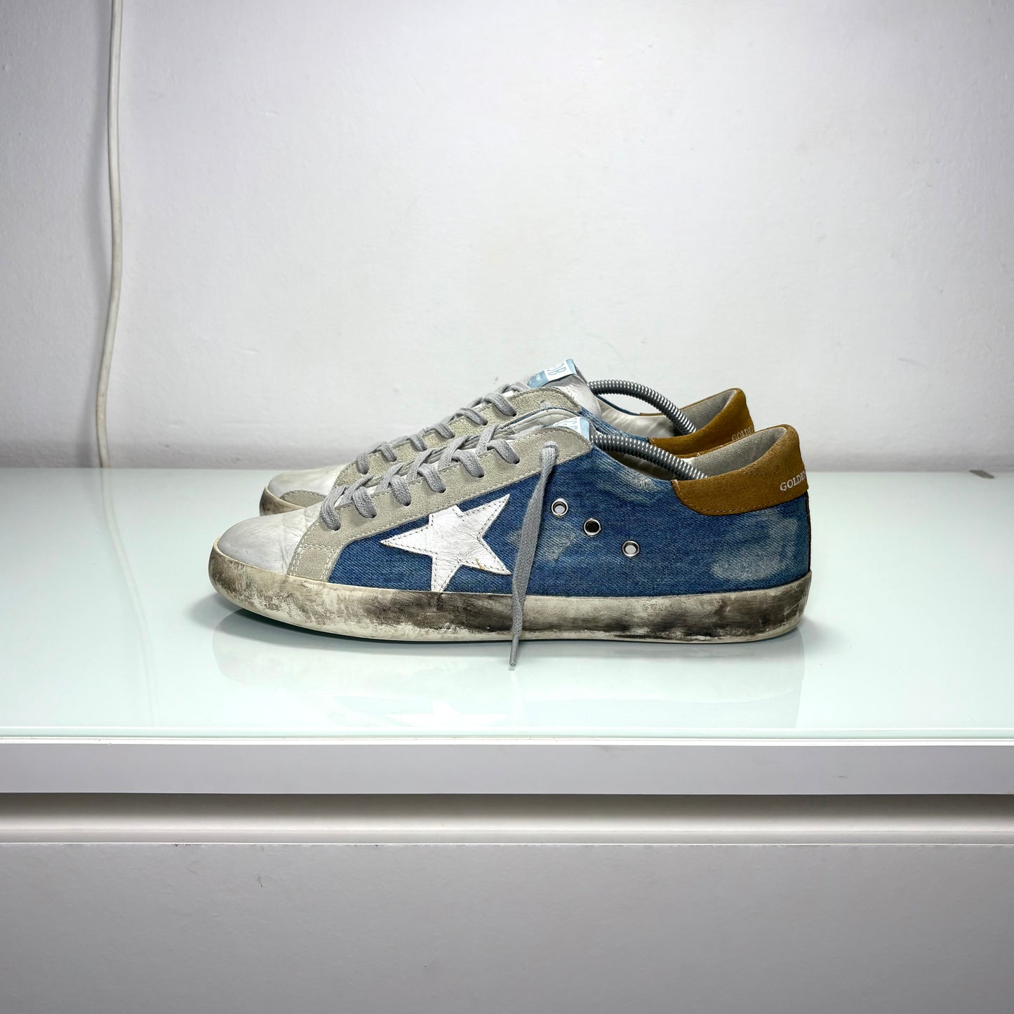 Golden goose Superstar in denim azzurro e pelle 45