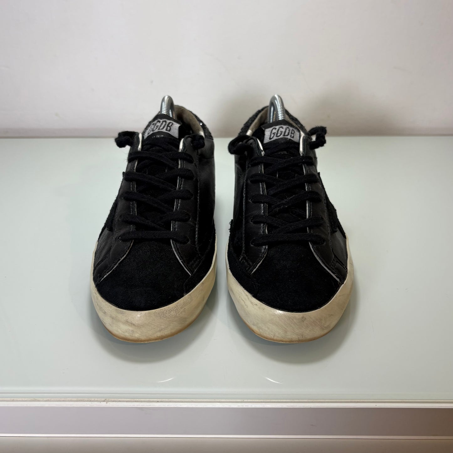 Golden goose Superstar nere scritta oro e tallone brillantinato 38