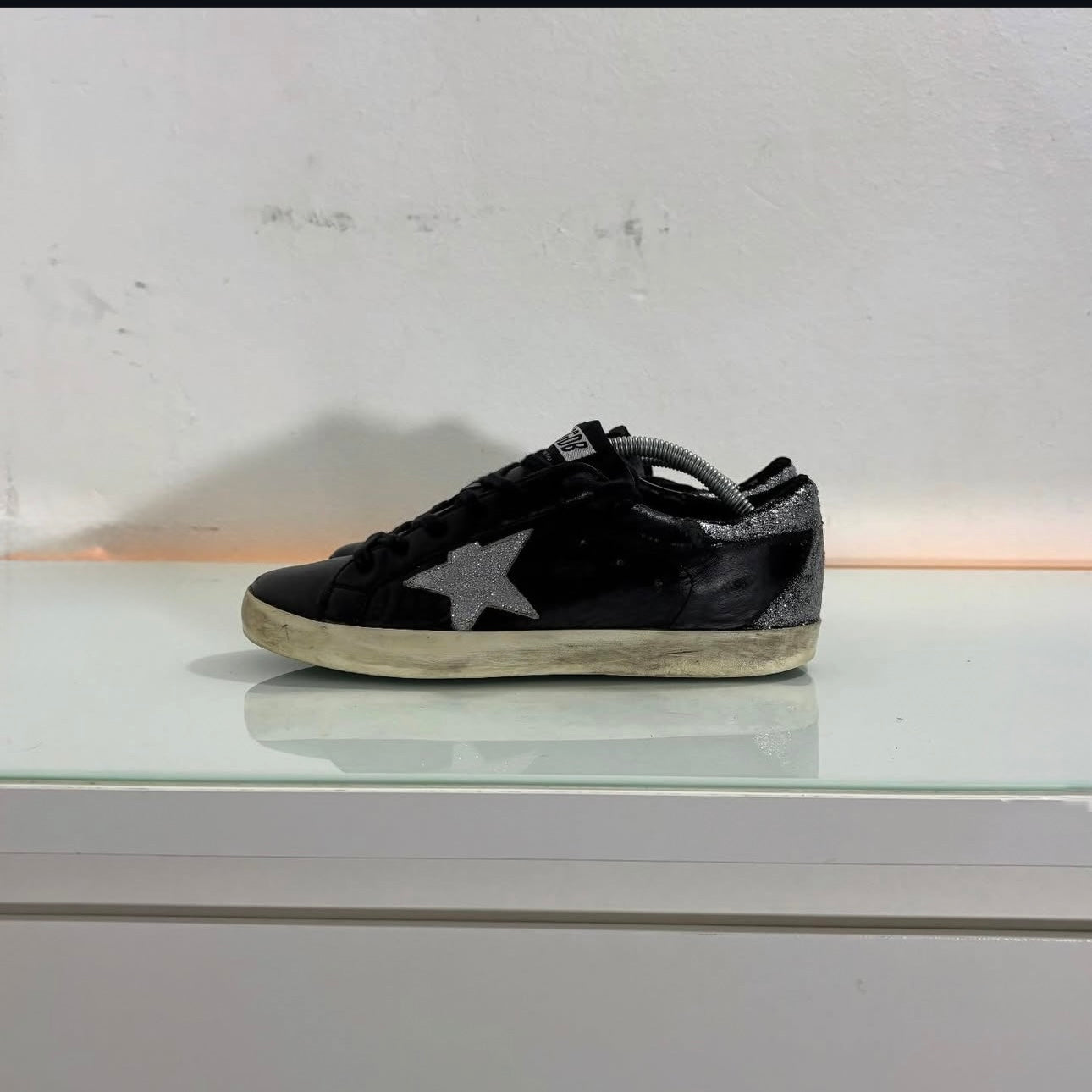 Golden goose Nero in pelle stella glitterata 37