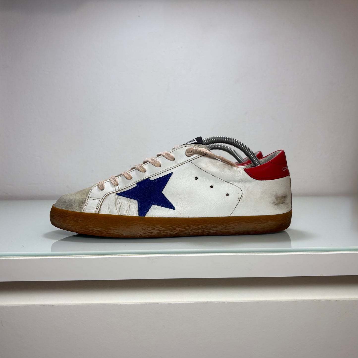 Golden goose Superstar bianco tallone rosso e stella blu 42