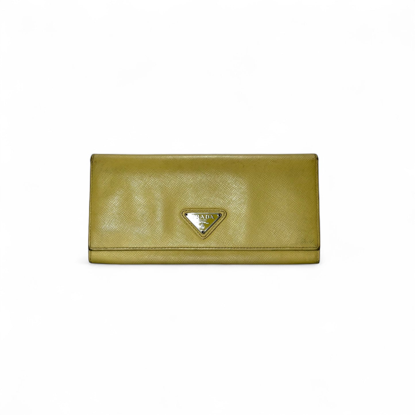 Prada caramel leather bifold long wallet