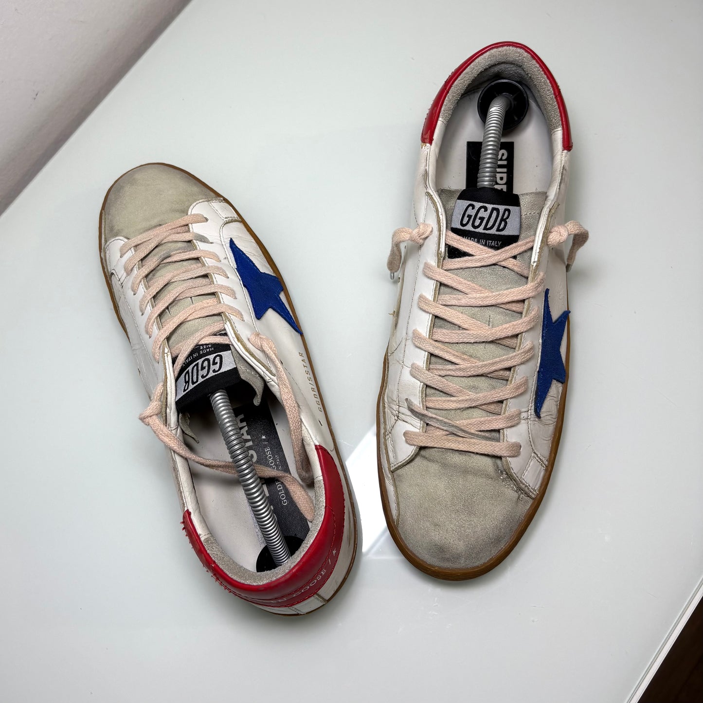 Golden goose Superstar bianco tallone rosso e stella blu 42