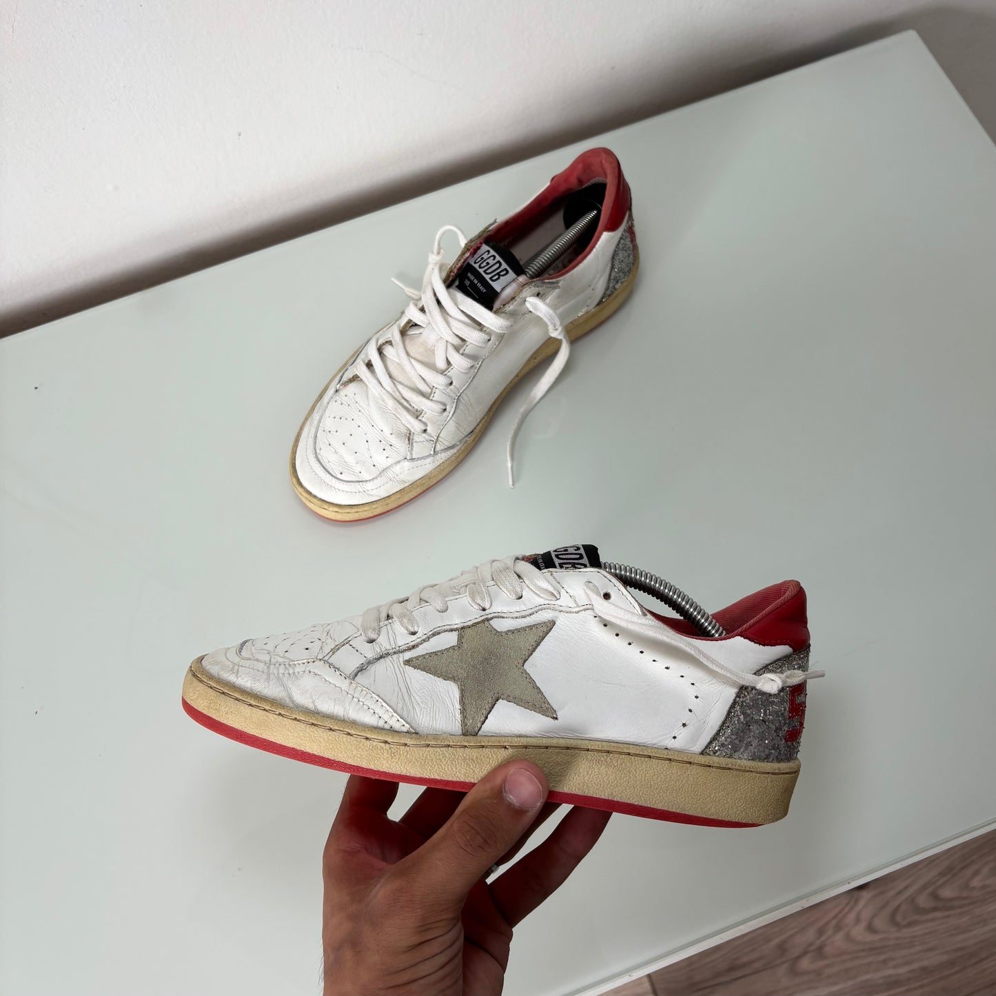Golden goose ballstar bianche e tallone rosso 37