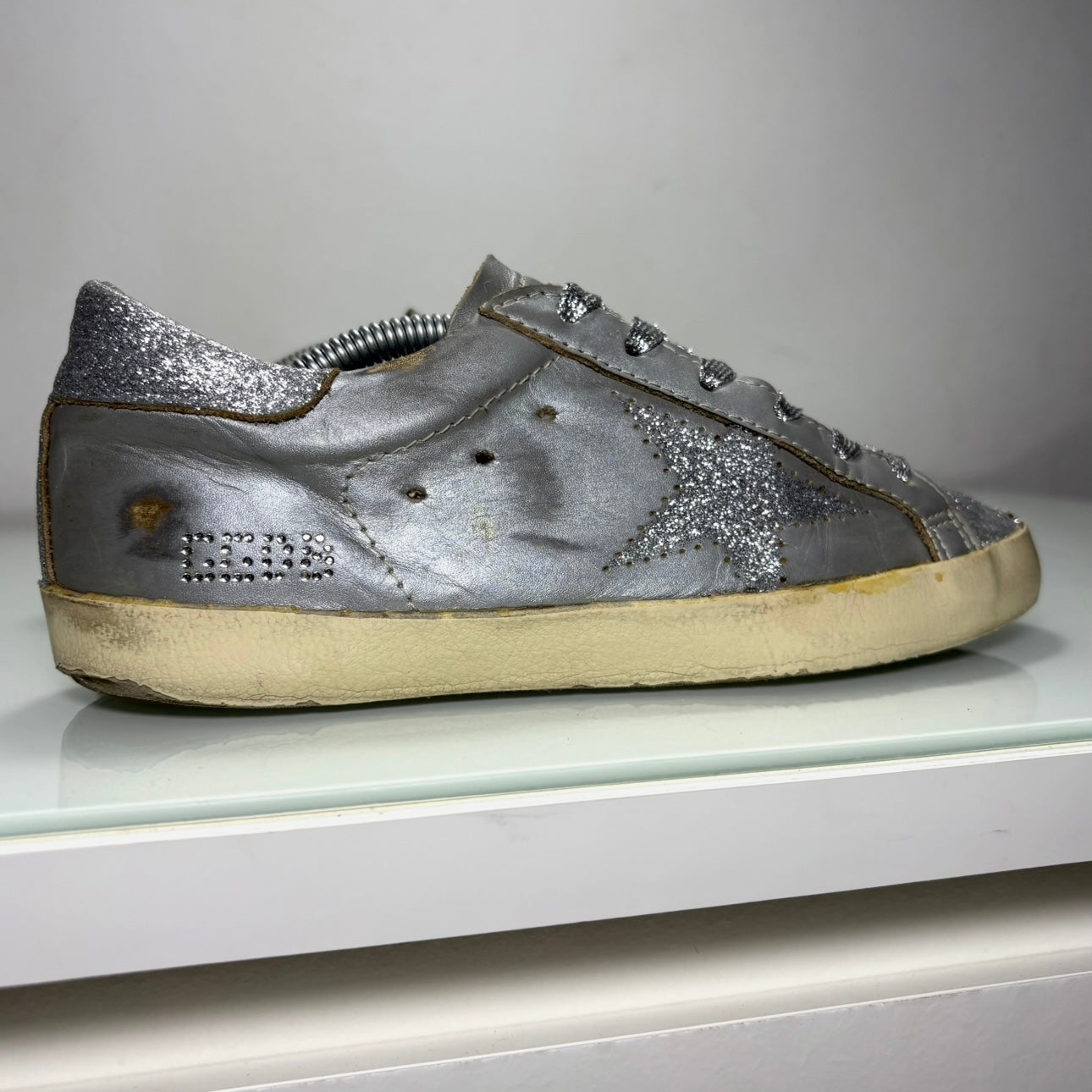 Golden goose Superstar grigio e glitterato argento 35