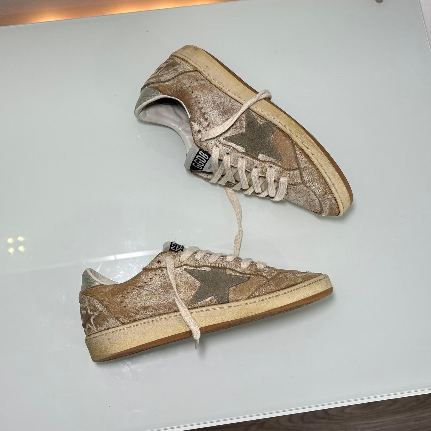 Golden goose Ballstar tallone effetto usato e tallone Argento 36