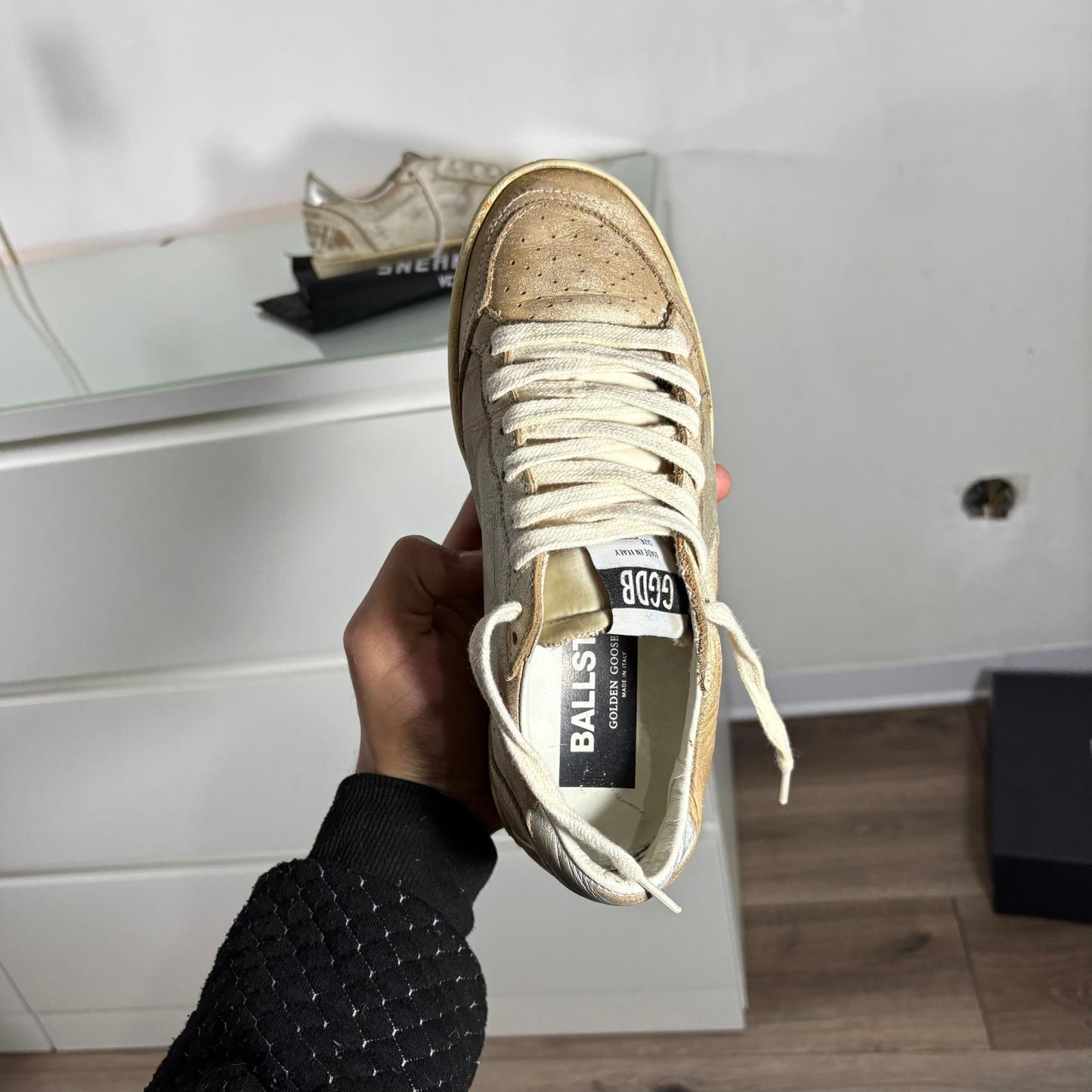 Golden goose Ballstar tallone effetto usato e tallone Argento 36