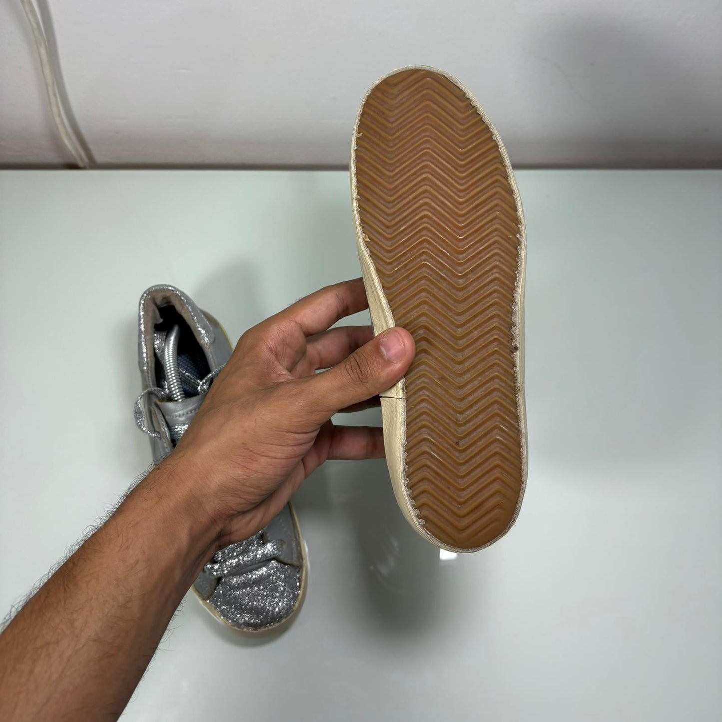 Golden goose Superstar grigio e glitterato argento 35