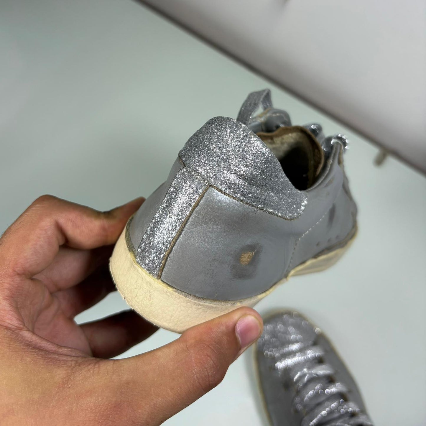Golden goose Superstar grigio e glitterato argento 35