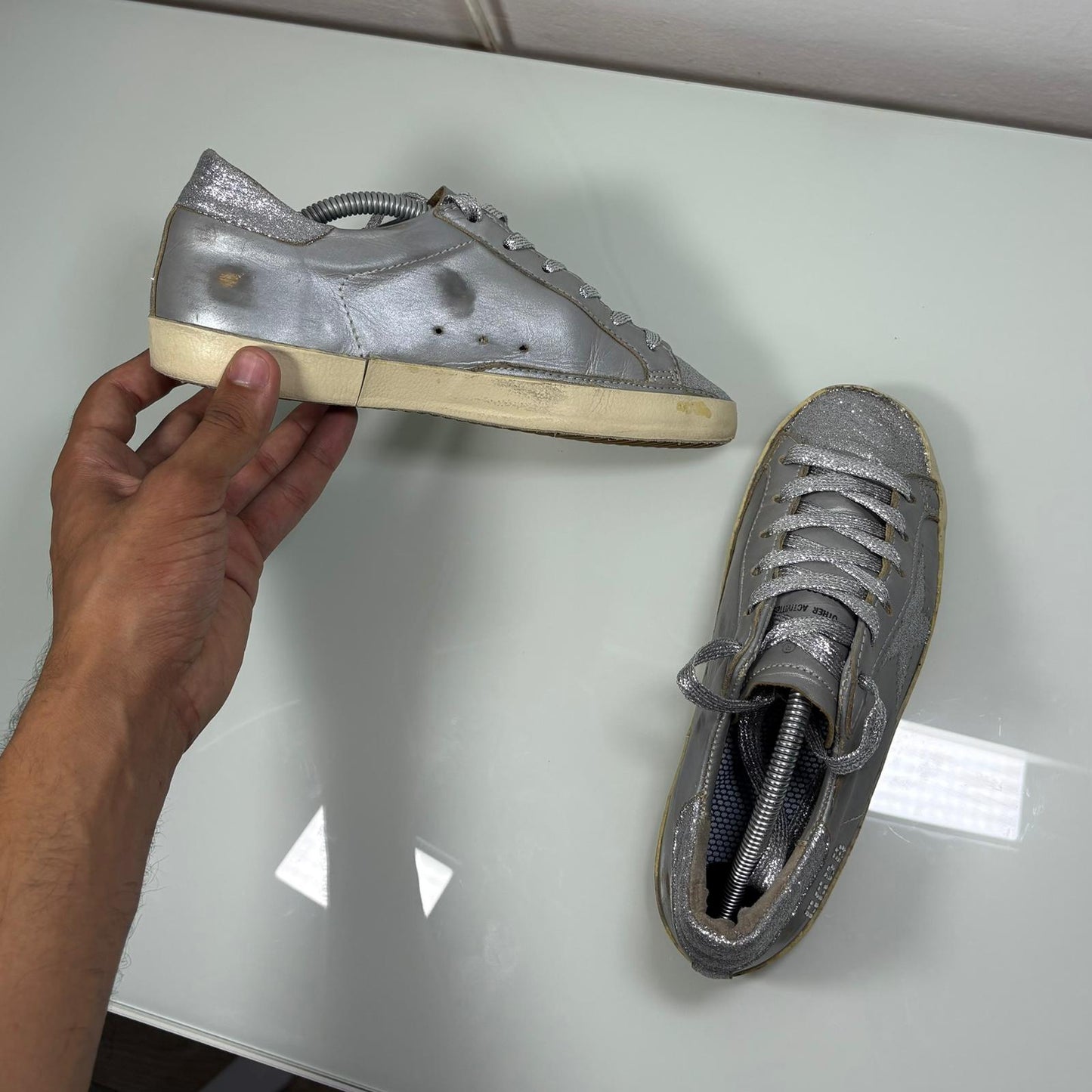 Golden goose Superstar grigio e glitterato argento 35