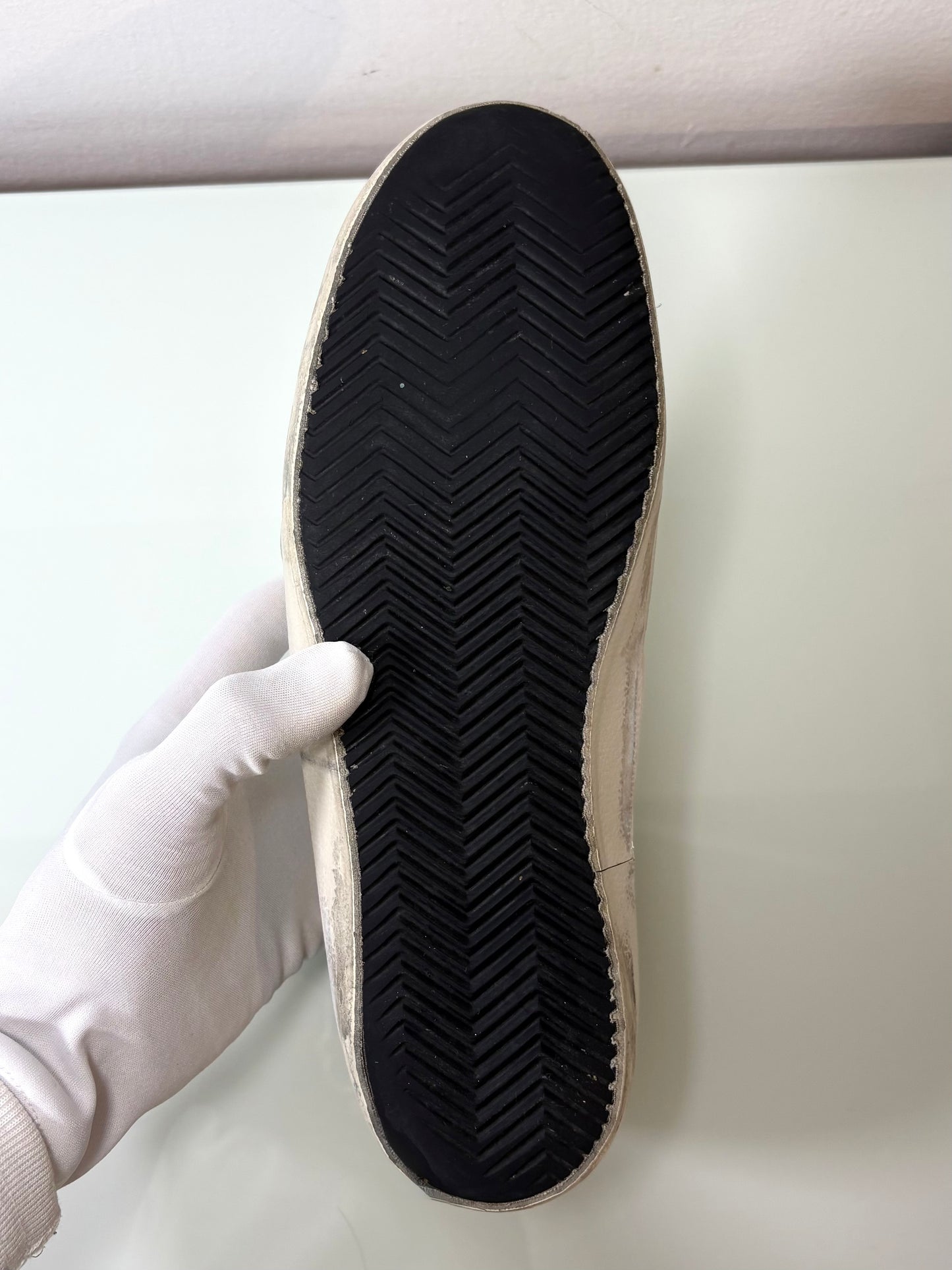 Golden goose Superstar bianche tallone nero e stella verde 43