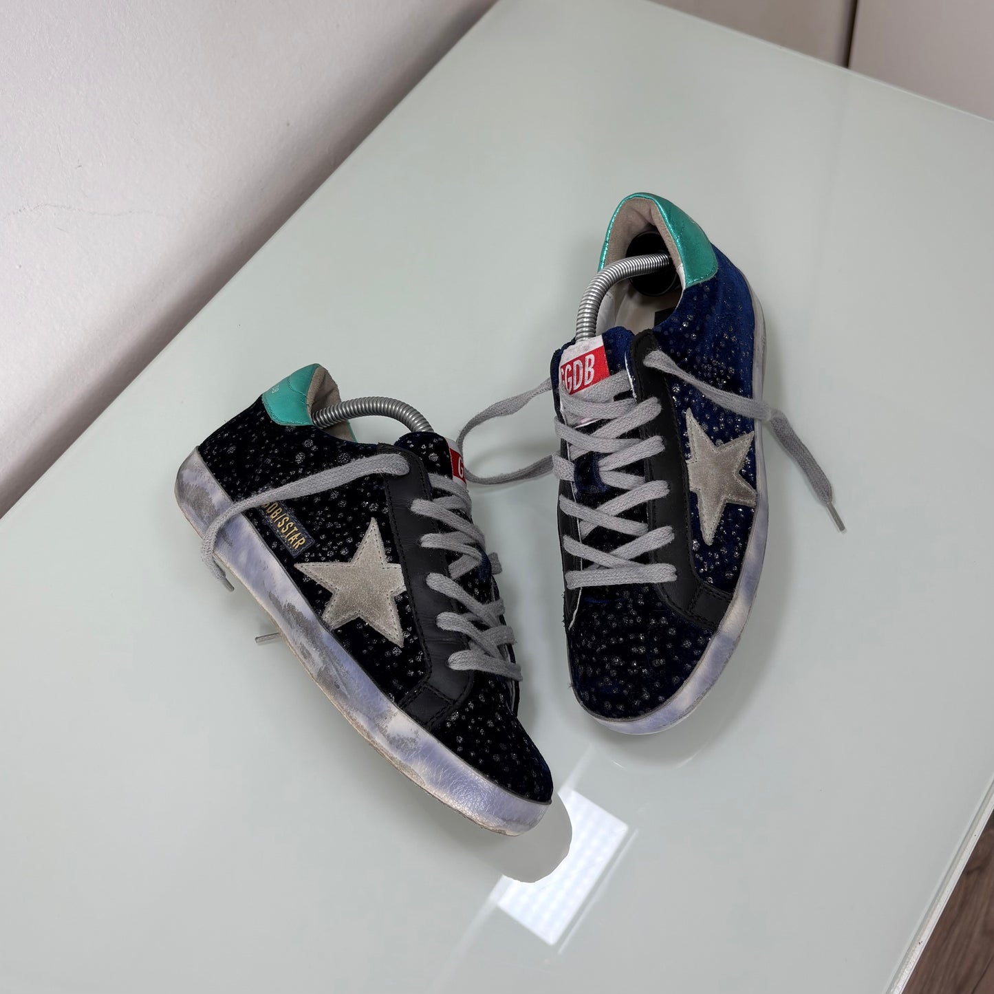 Golden goose Superstar blu con macchie brillantinate 35