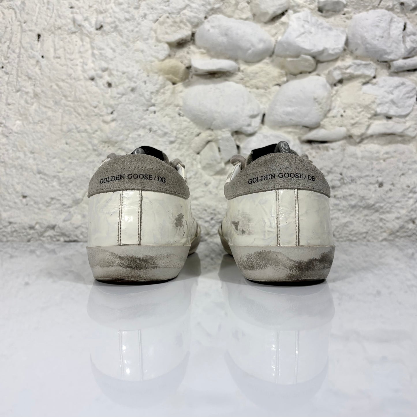 Golden goose Superstar Bianche talloncino grigio 42