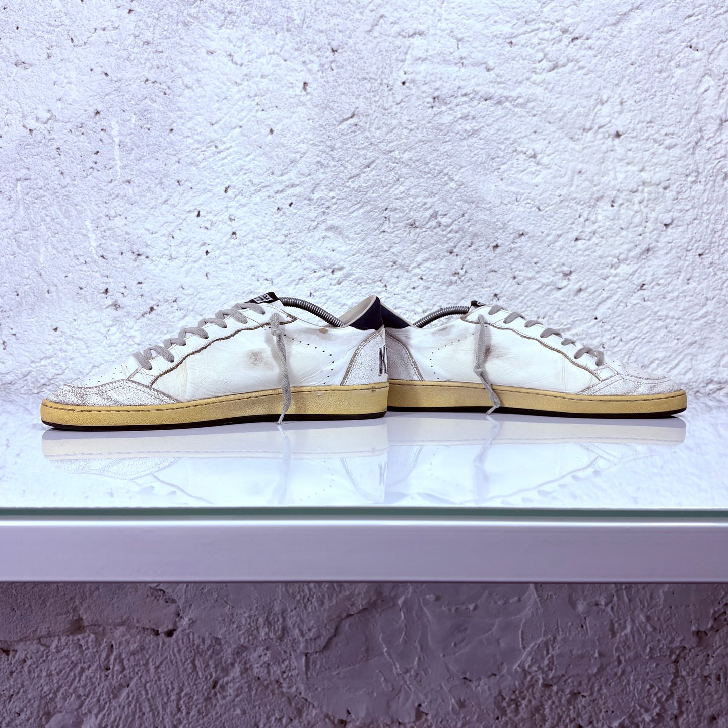 Golden goose Ballstar bianche Stella nera e tallone blu scuro 44