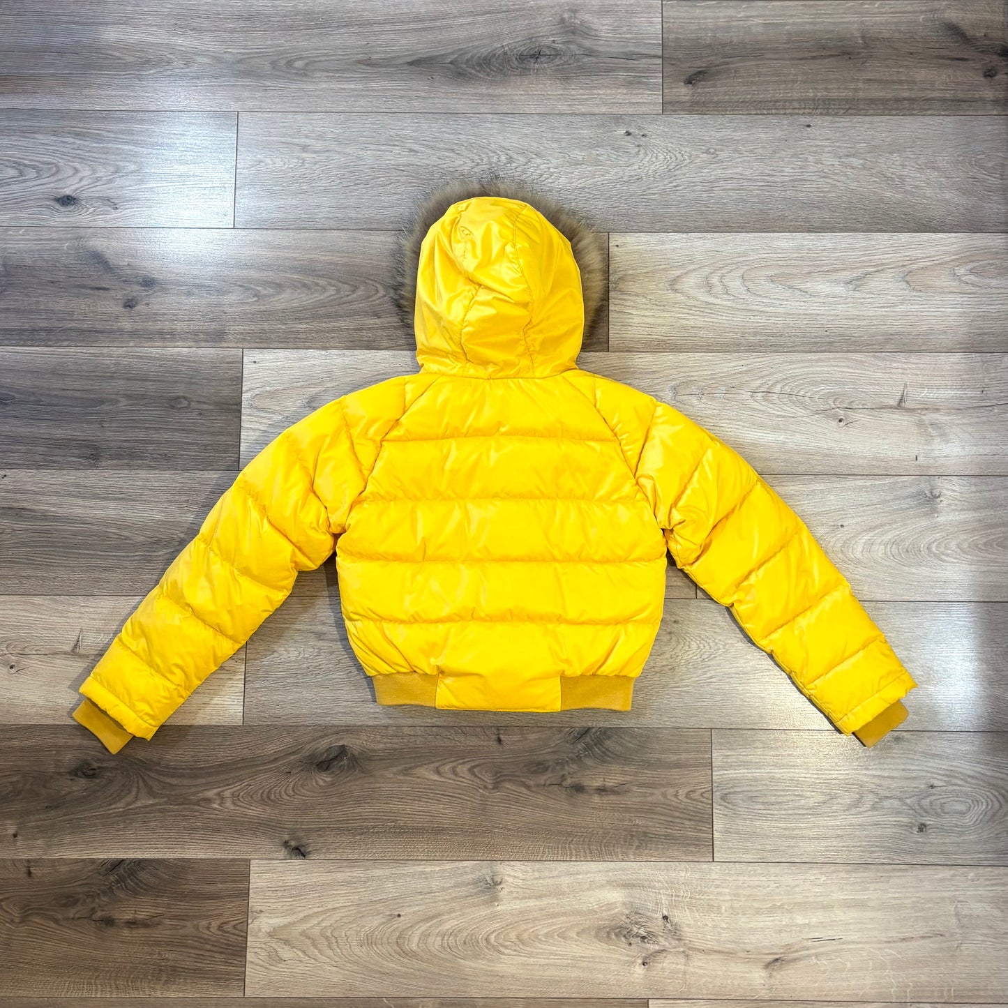 Moncler fur hood giallo con pelliccia taglia L
