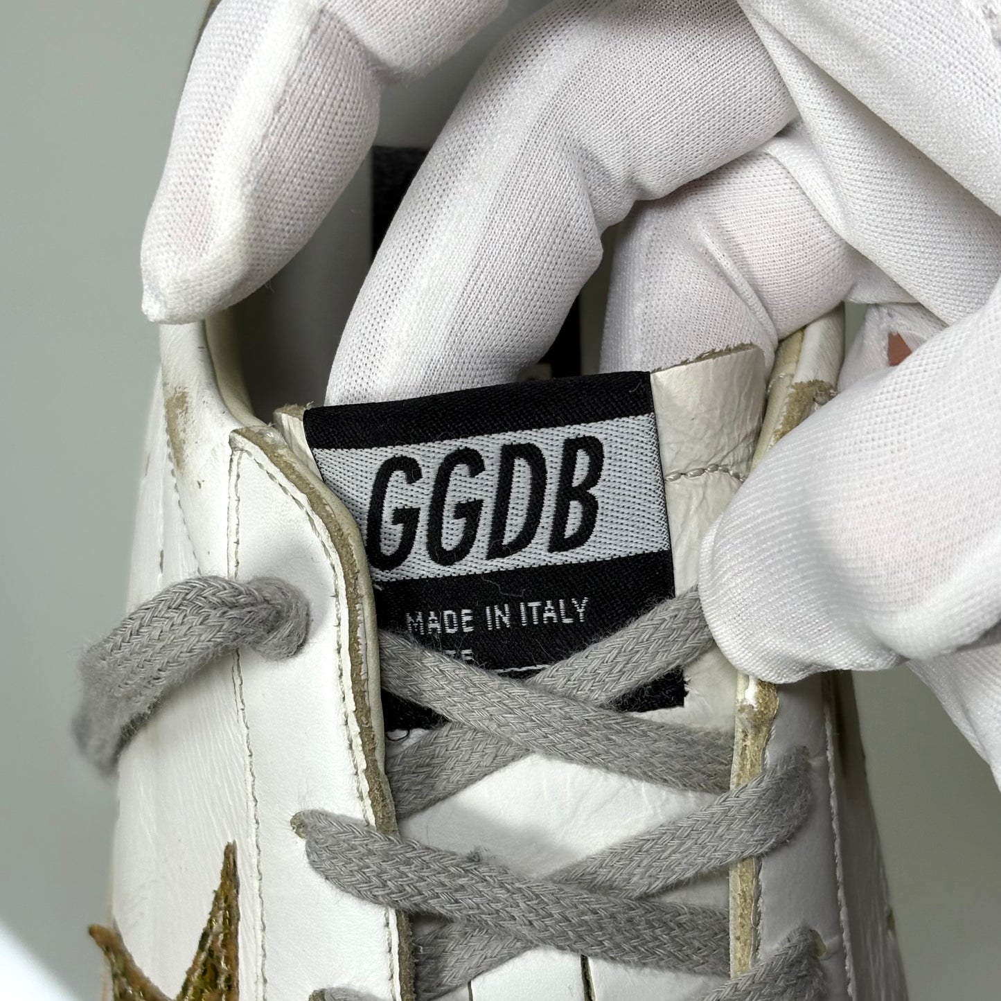 Golden goose Superstar bianche tallone argento paillettes riflessi multicolor 38