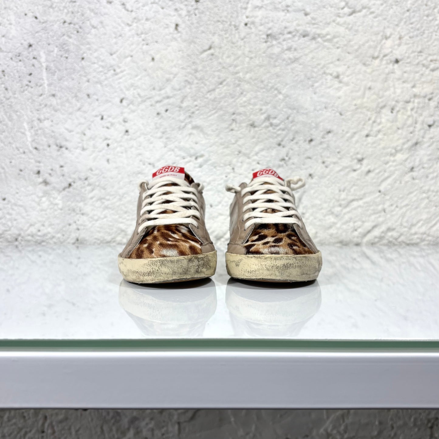 Golden goose Superstar beige in pelle con punta maculata in “cavallino” 37