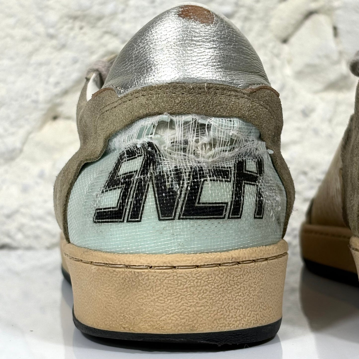 Golden goose Ballstar Taupe, bianco e tallonci argento  44