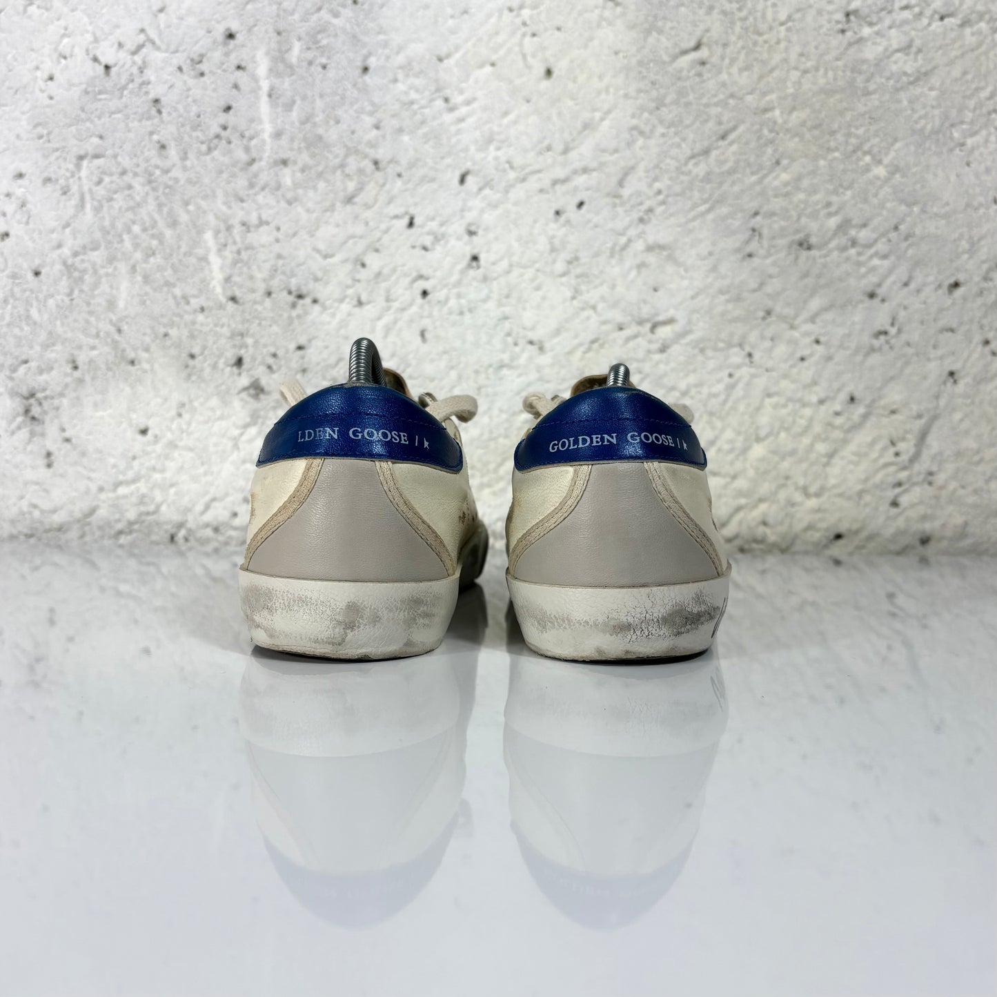 Golden goose Superstar panna, stella rossa e talloncino blu 39