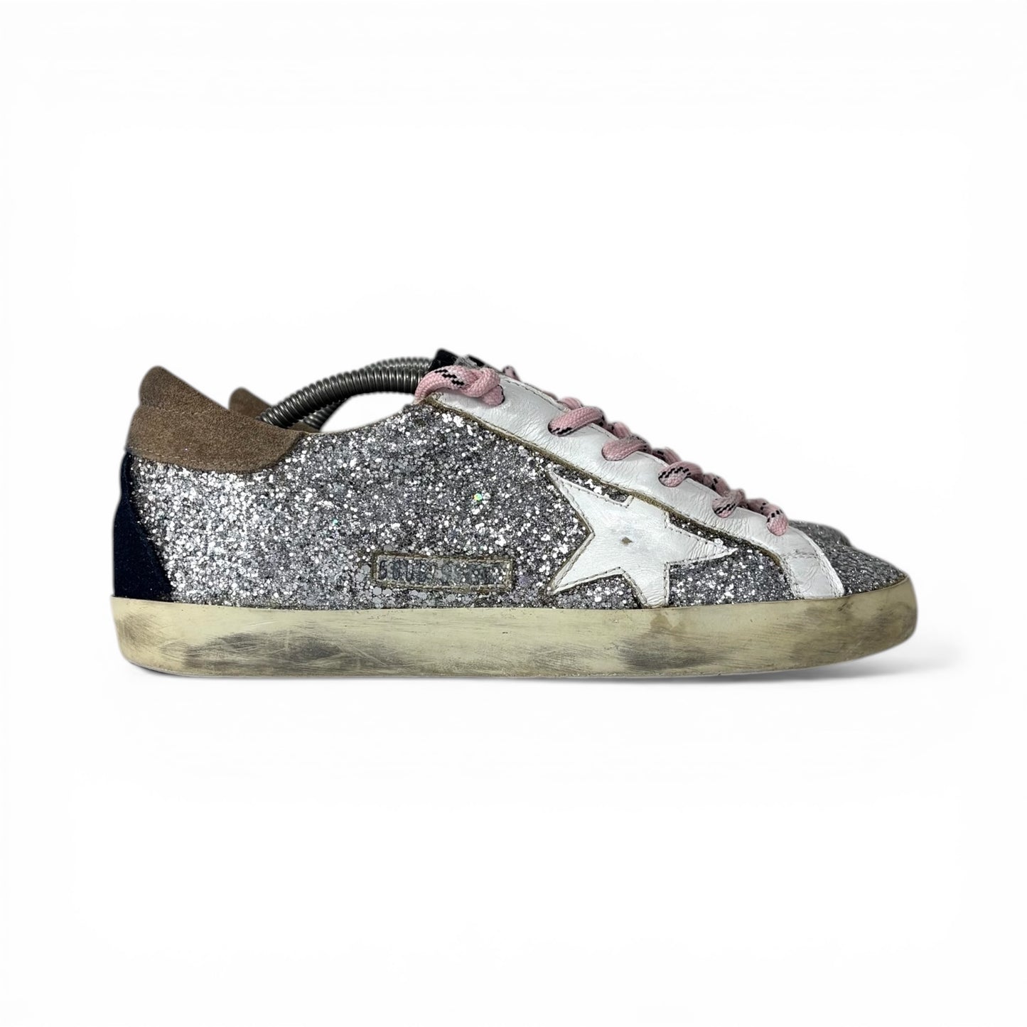 Golden goose Superstar glitter argento e stella bianca 37