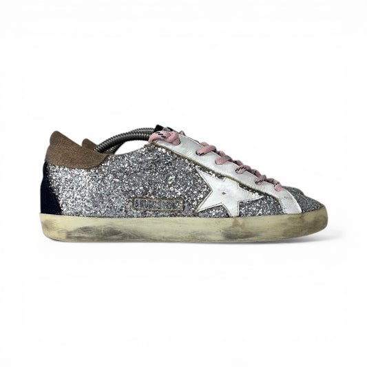 Golden goose Superstar glitter argento e stella bianca 37