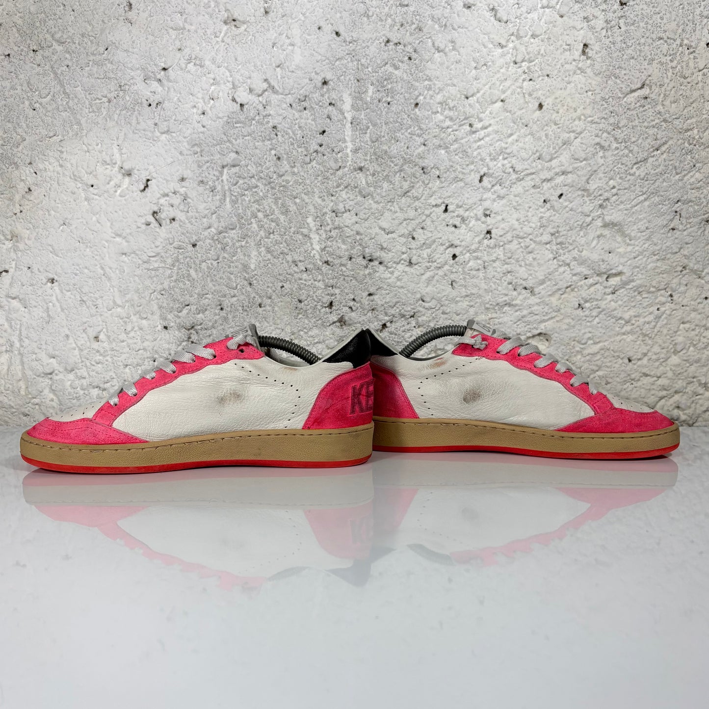 Golden goose Ballstar bianche e aragosta e stella argento brillantinata 36