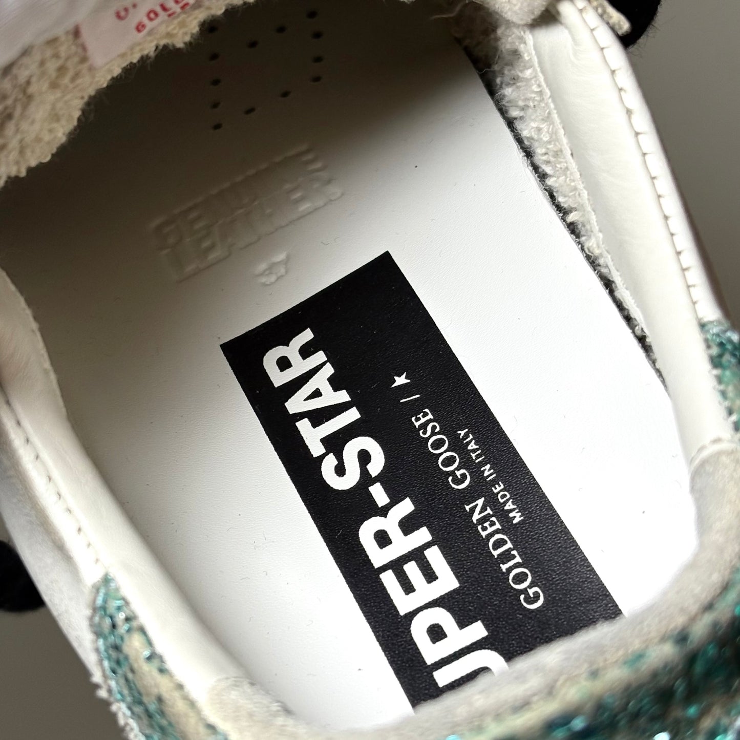 Golden goose Superstar bianche stella con squame tallone brill. 37