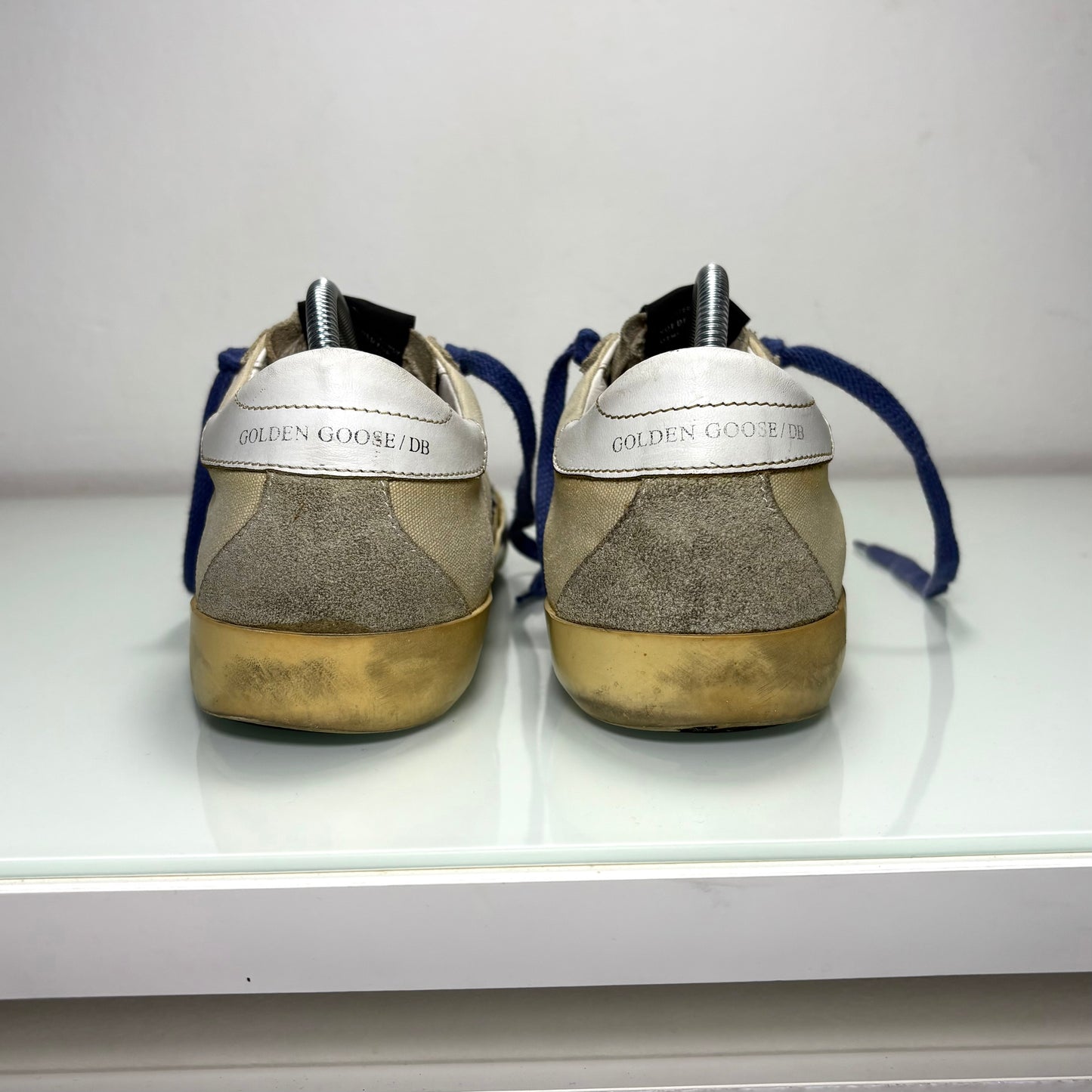 Golden goose Superstar Beige stella e lacci viola 39