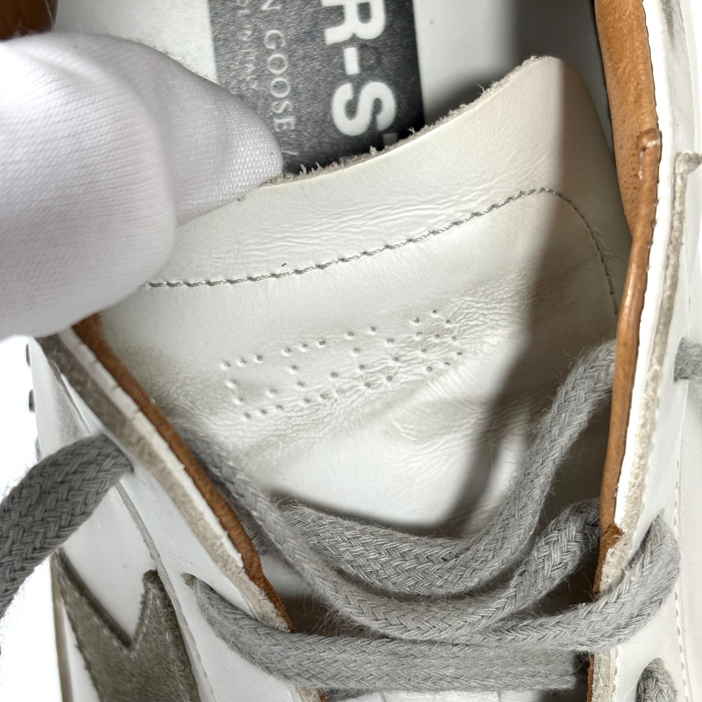 Golden goose Superstar bianche, stella grigia e tallone verde 39