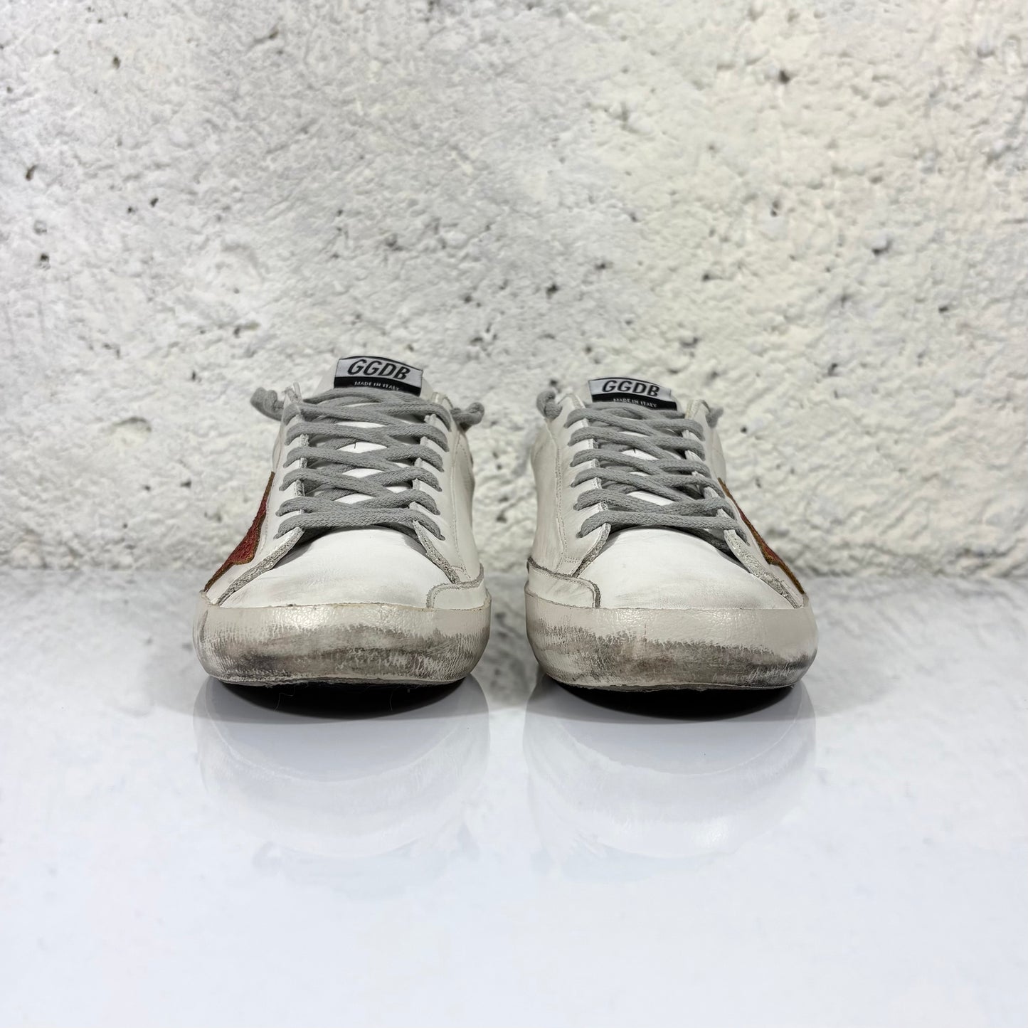 Golden goose Superstar bianche stella e tallone rosso 43