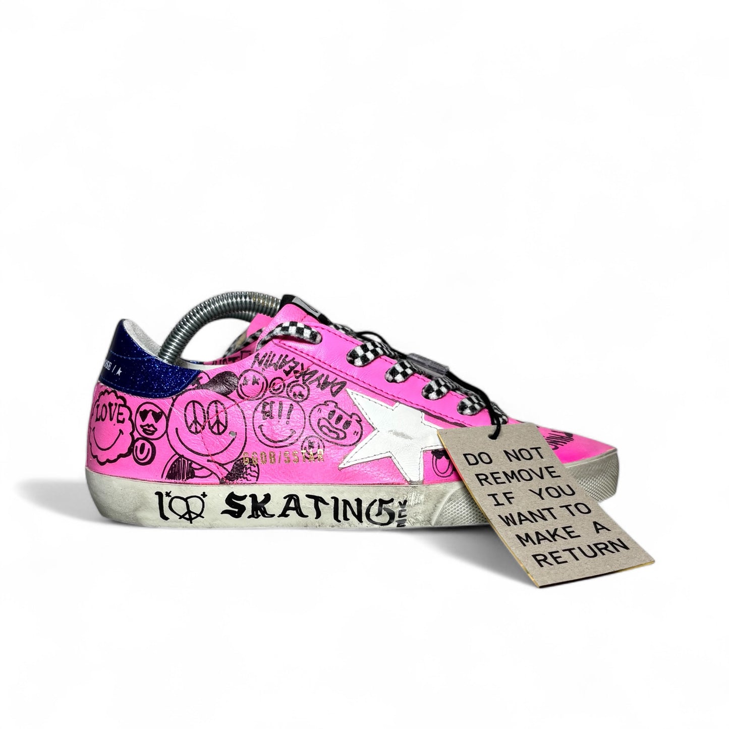Golden goose Superstar fucsia con disegni e scritte nere 37