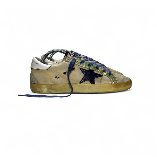 Golden goose Superstar Beige stella e lacci viola 39