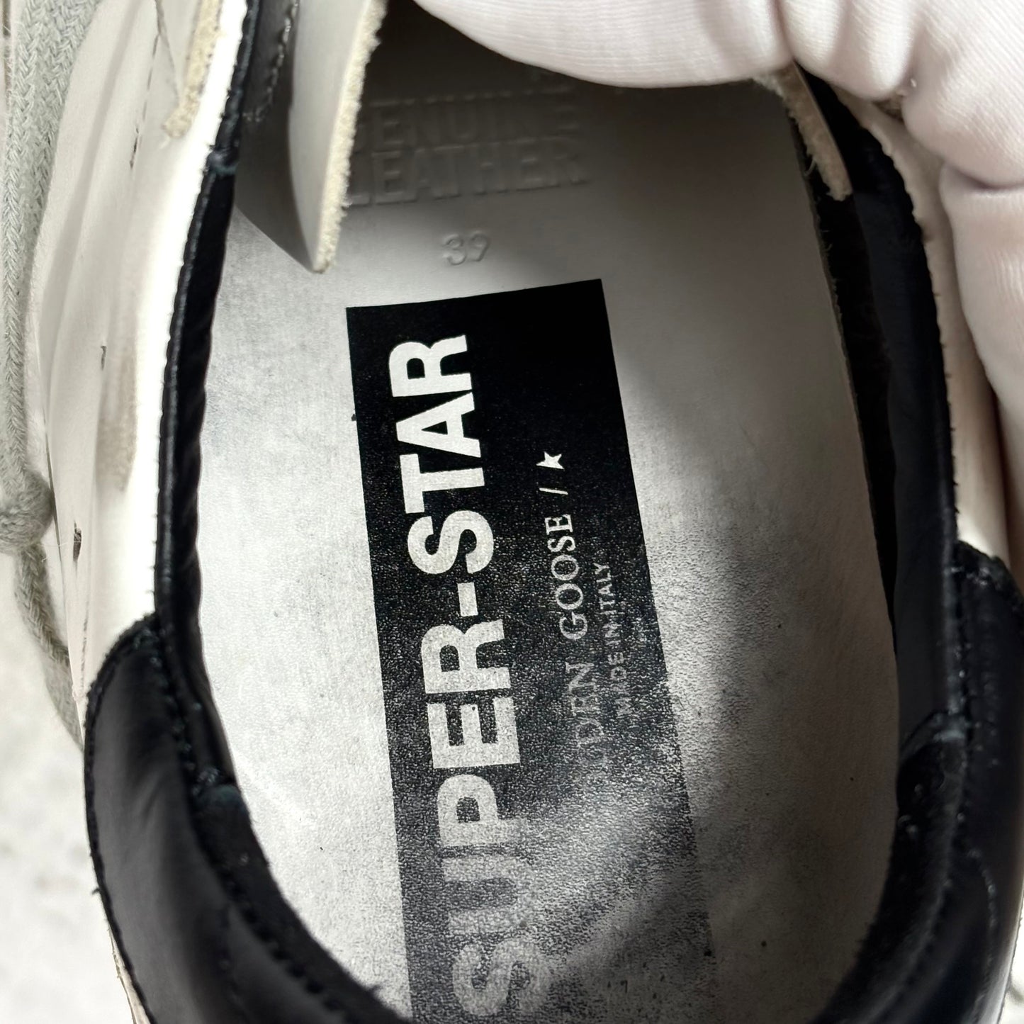 Golden goose Superstar bianche stella grigia e tallone nero 39