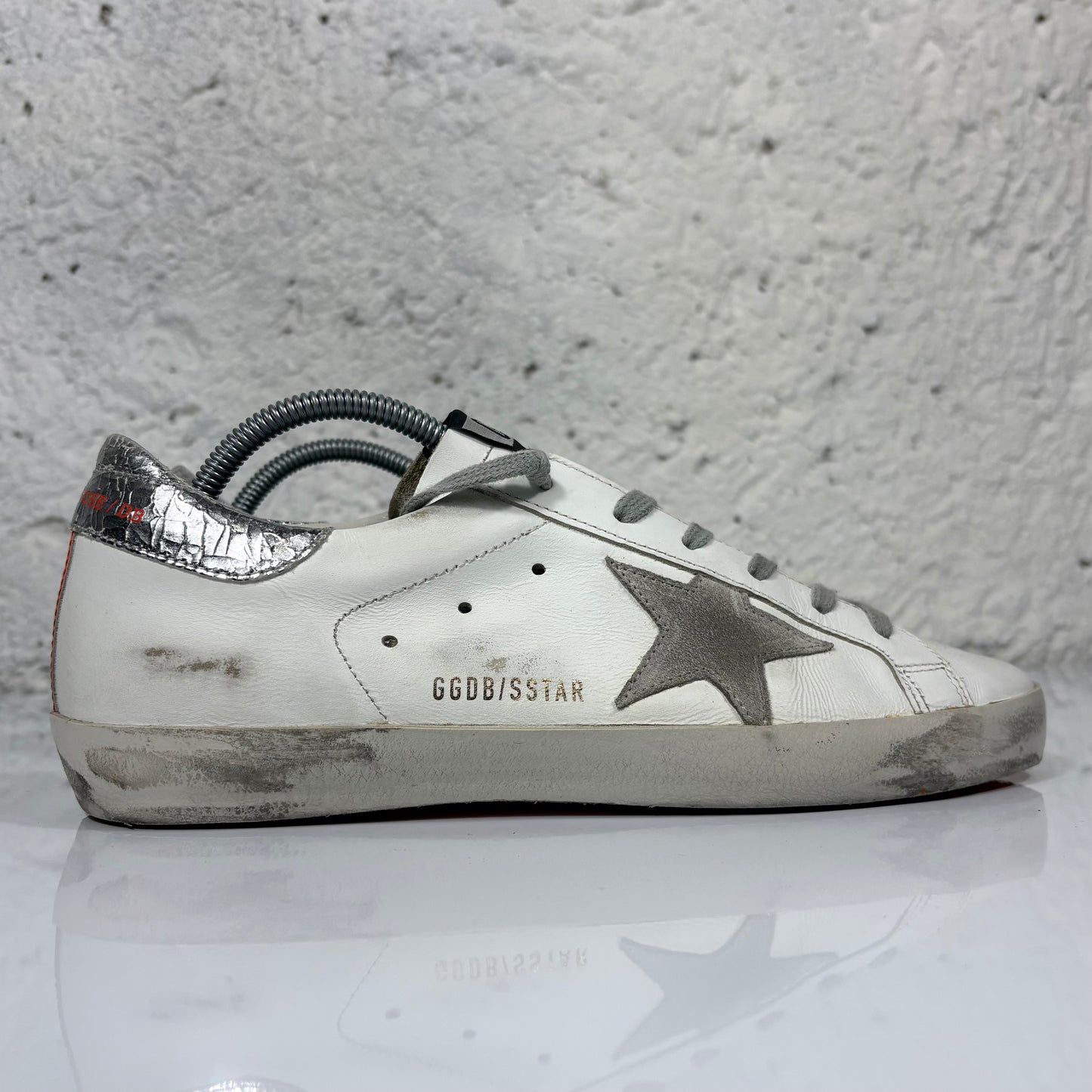 Golden goose Superstar bianche, arancioni e argento 39