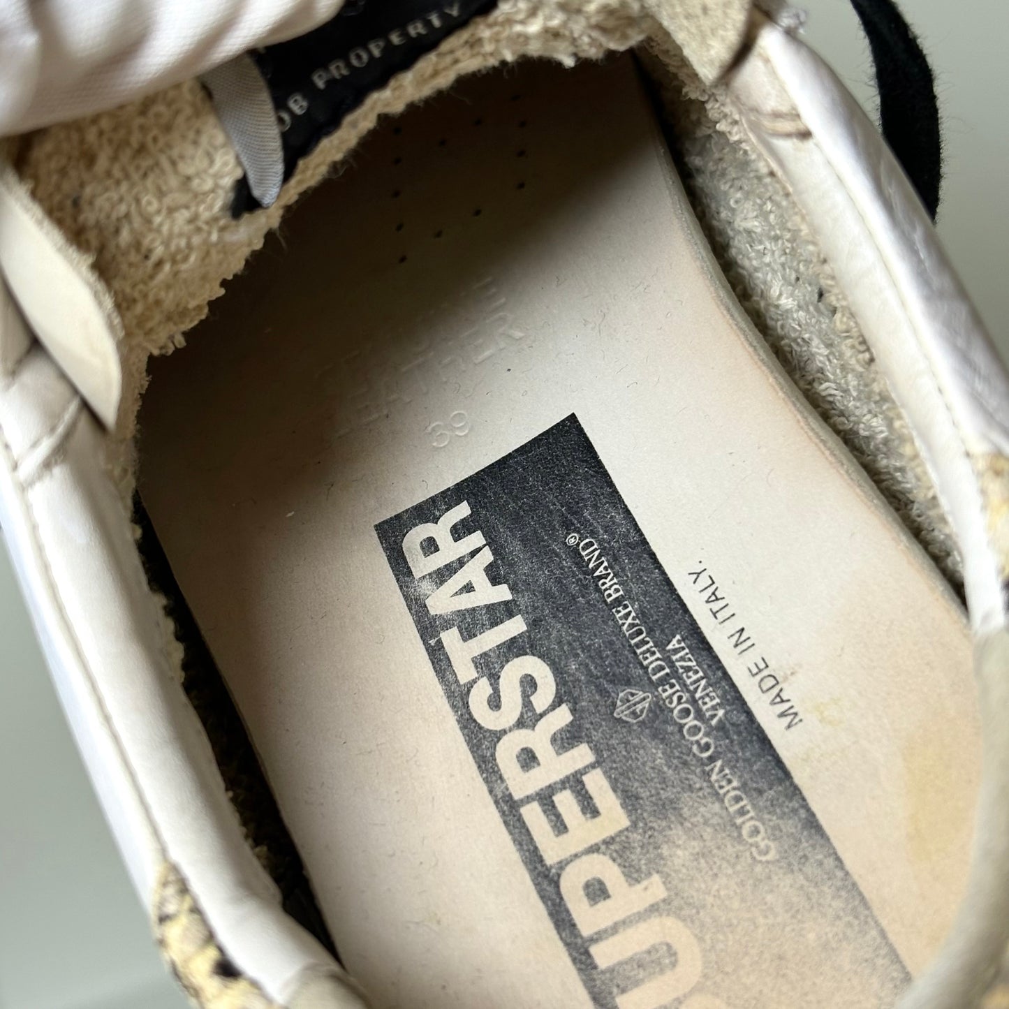 Golden goose Superstar bianco, tallone squame 39