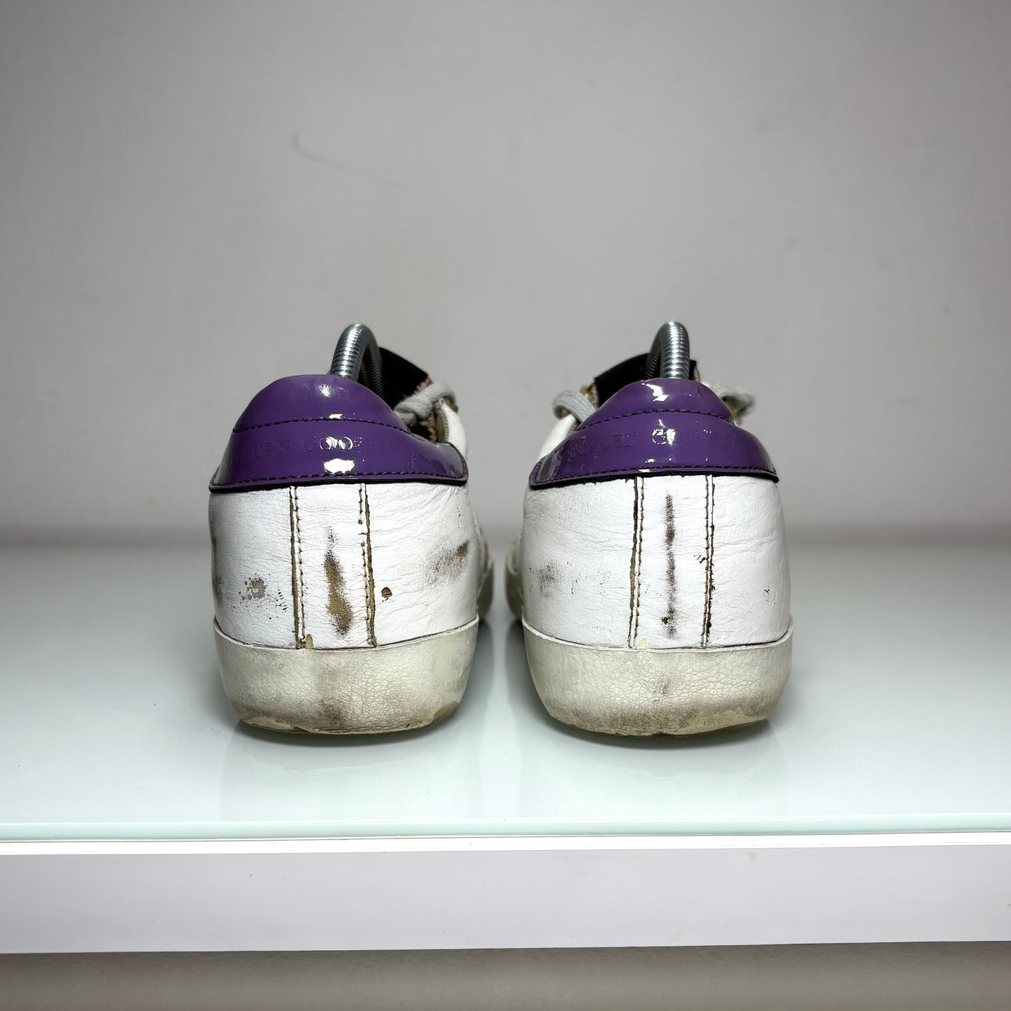 Golden goose Superstar bianche stella beige e tallone viola 39