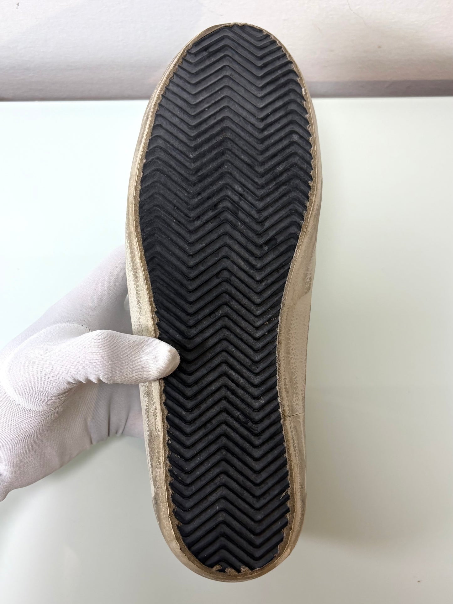 Golden goose Superstar bianche stella nera tallone blu jeans 43